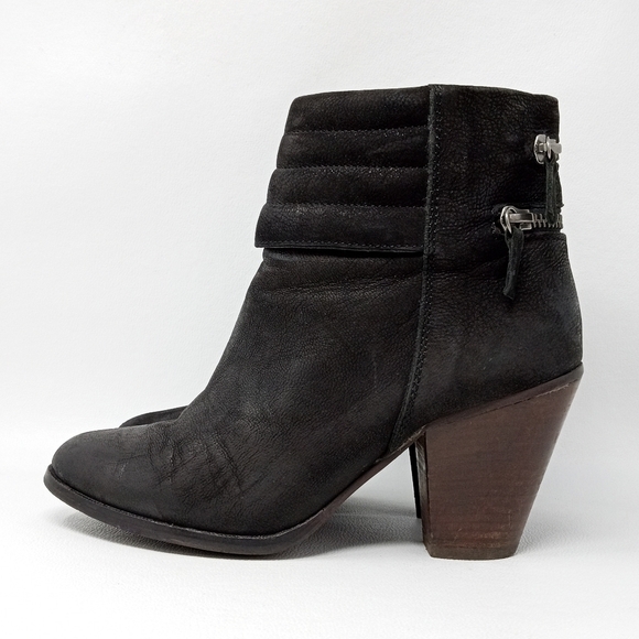 Diba Women's Size 6.5M Black Leather Double Zip Ankle Booties - Picture 4 of 15